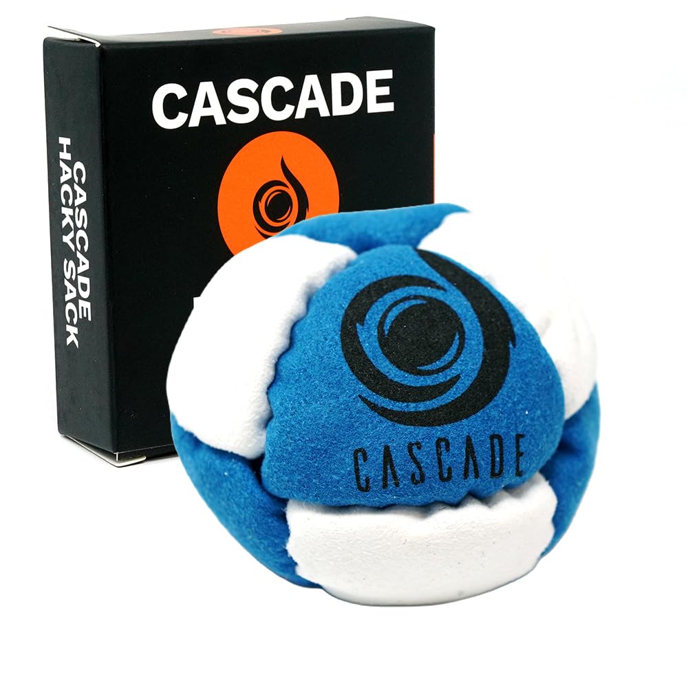 Cascade Pro 8 Panel Hacky Sack - Pro Freestyle Footbag - Trick Foot Bag (Blue/White)