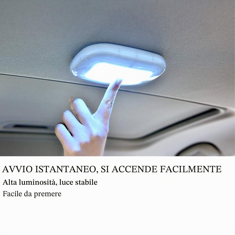 Luci per Tettuccio Auto LED Plafoniera per Auto Senza Fili USB Ricaricabile Interruttore A Pulsante Con Magnete Generale per Interni Universali (Luce Bianca)