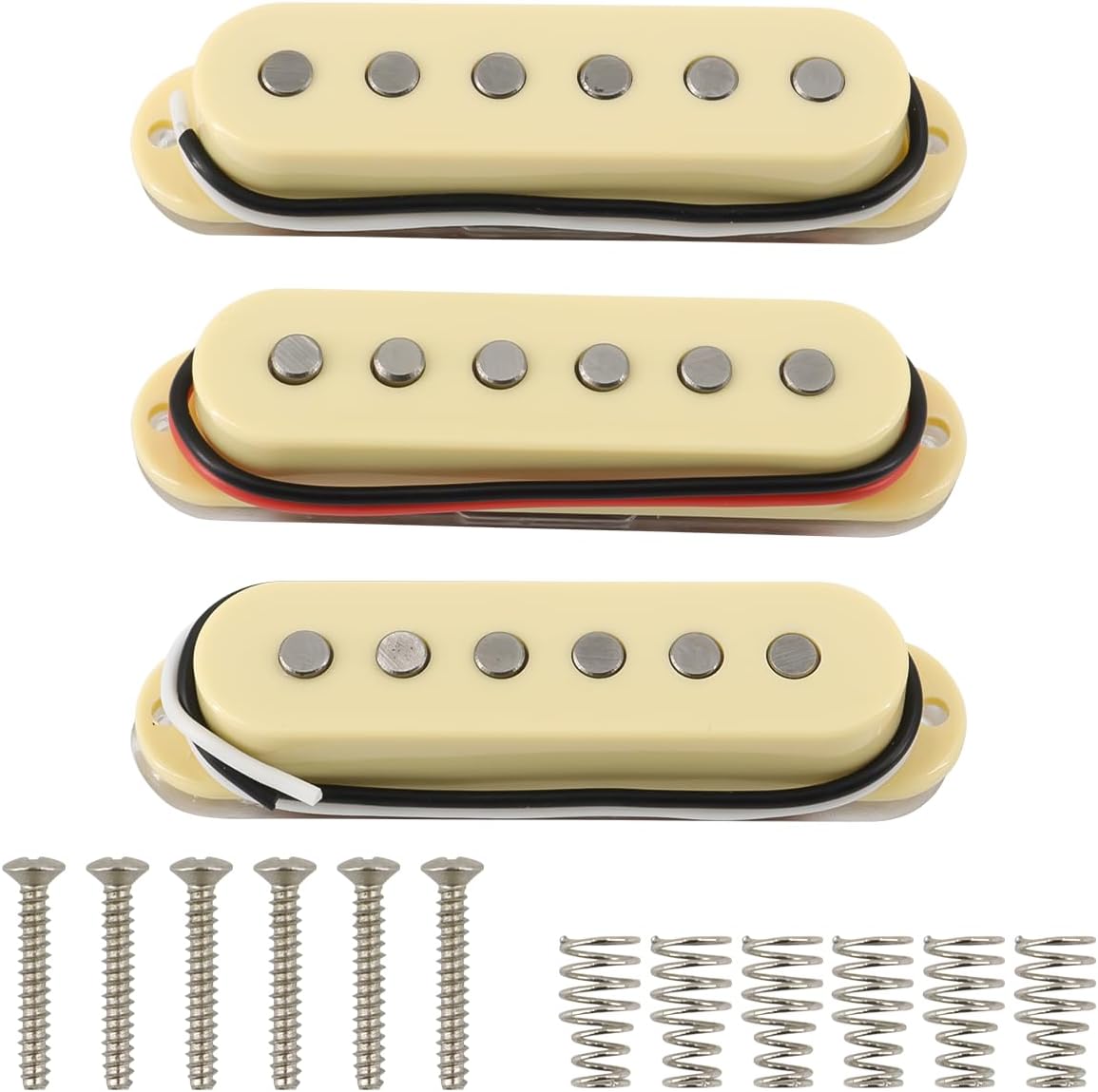 Alnico 5 Strat Pickup Single Coil Pickups Set SSS for Stratocaster Electric Guitar Replacement Part (White)