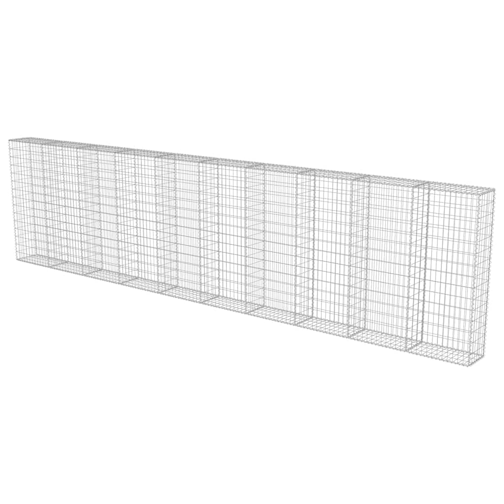 Gavión de acero galvanizado, 600 x 30 x 150 cm, con cubierta, protección visual, valla de jardín, para paisajismo al aire libre y protección contra el ruido