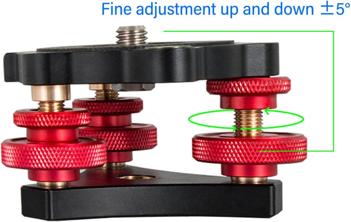 Tripod Head Leveling Base, 3/8 Inch Thread, +/-5 Degree Adjustment, Level for Camera Stabilization, Universal Compatibility with Tripods and Monopods, Lightweight Aluminum Alloy Design