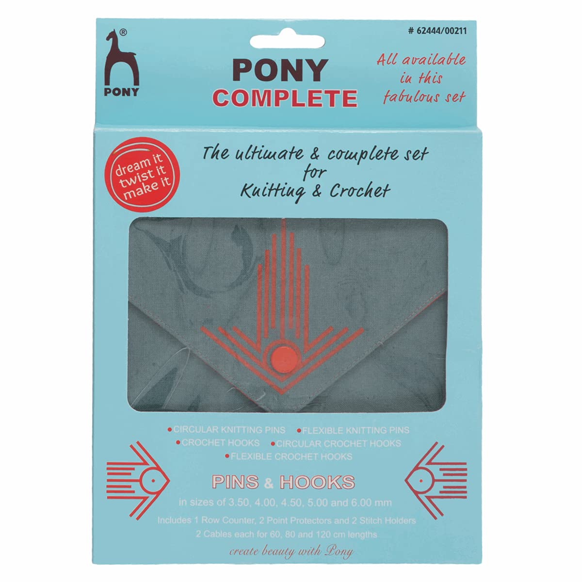 Pony Complete Strick- und Häkelset grau und orange