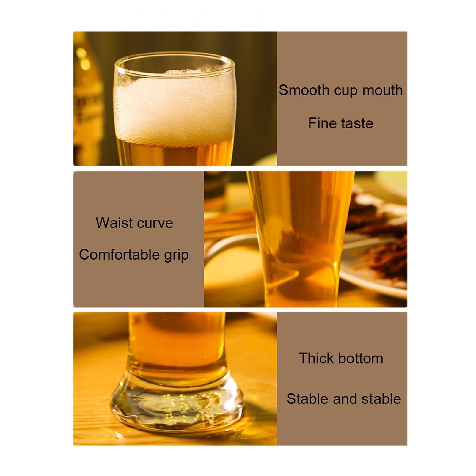 Jarras y jarras de cerveza Conjunto de gafas de cerveza de 5 cazas de cerveza de vidrio de gran capacidad 430ml estilo moderno de cristal de estilo de moda fácil de limpiar Vidrio Jarras De Cerveza Va