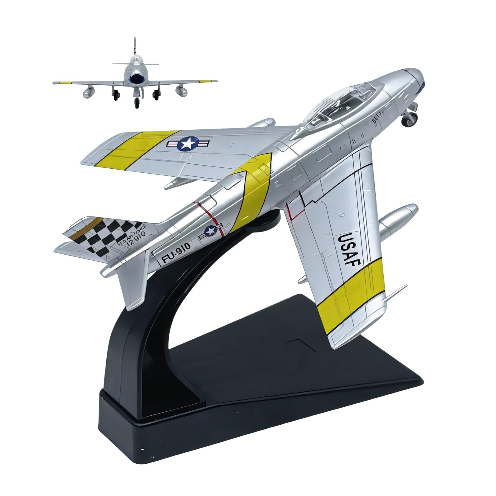 Replica Modello Jet Combattimento F-86 Sabre Scala 1:100 FU-910F86 Modello Display Metallo Pressofuso Pronto L'esposizione Desktop Scaffale Custodia Regalo Appassionati Aviazione For Adulti