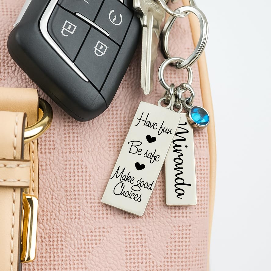 Personalized Sweet 16 Keychain – Custom Engraved Driver Gift for Teenage Girl – First Car Key Ring, Birthday Keepsake, Be Safe Reminder2