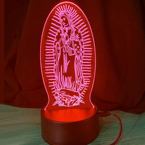 Miniatura 4 de Luz nocturna 3D Virgen María con interruptor táctil LED, lámpara de ilusión óptica, 7 luces que cambian de color, lámpara de mesa LED, Navidad,