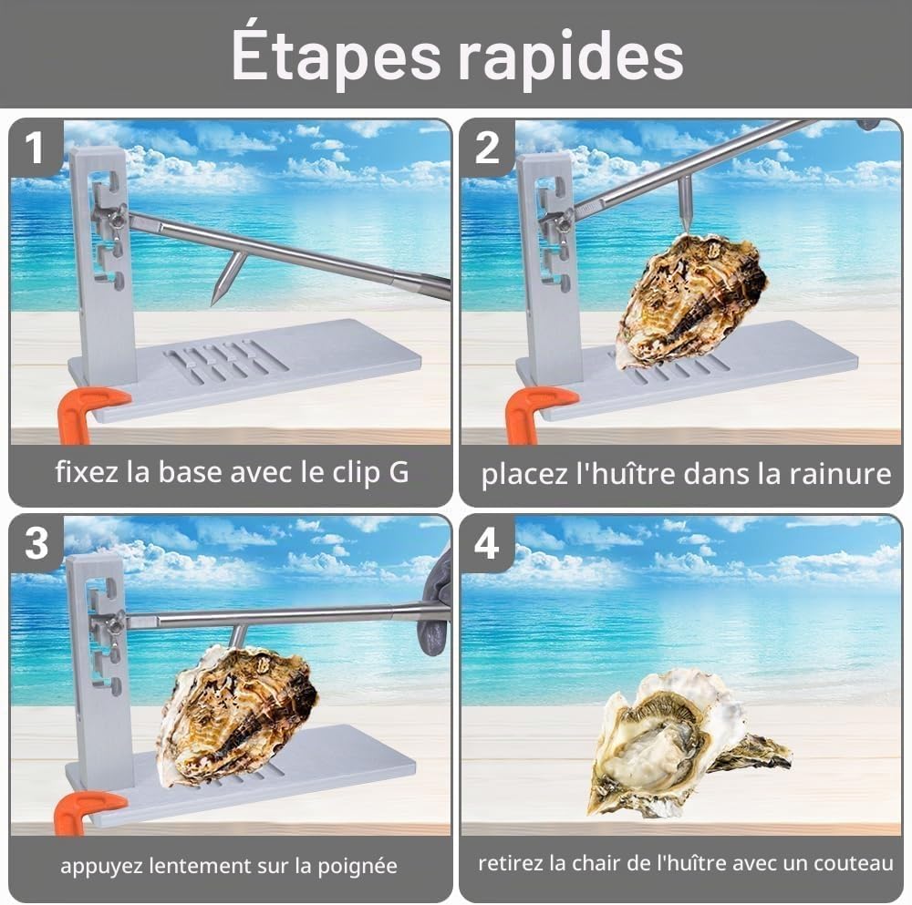 Oyster Shucker en Acier Inoxydable,Kit d'Ouverture d'huîtres Comercial,pour Les Ménages de Restaurant et Les Barbecues,Argenté