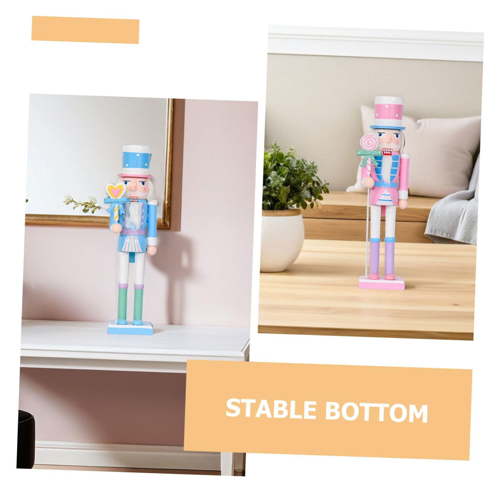 GALPADA 2pezzi Schiaccianoci in Legno Color Pastello Soldatino di Caramelle Natalizio Decorazione da Tavola per Feste di Natale Statuette o Libreria