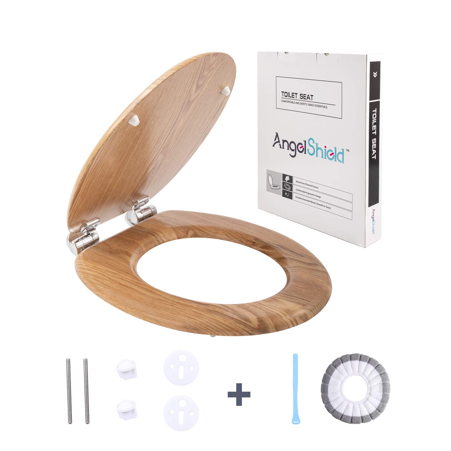 Buy Angel Shield HighQuality Antibacterial Wooden Soft Close Toilet
