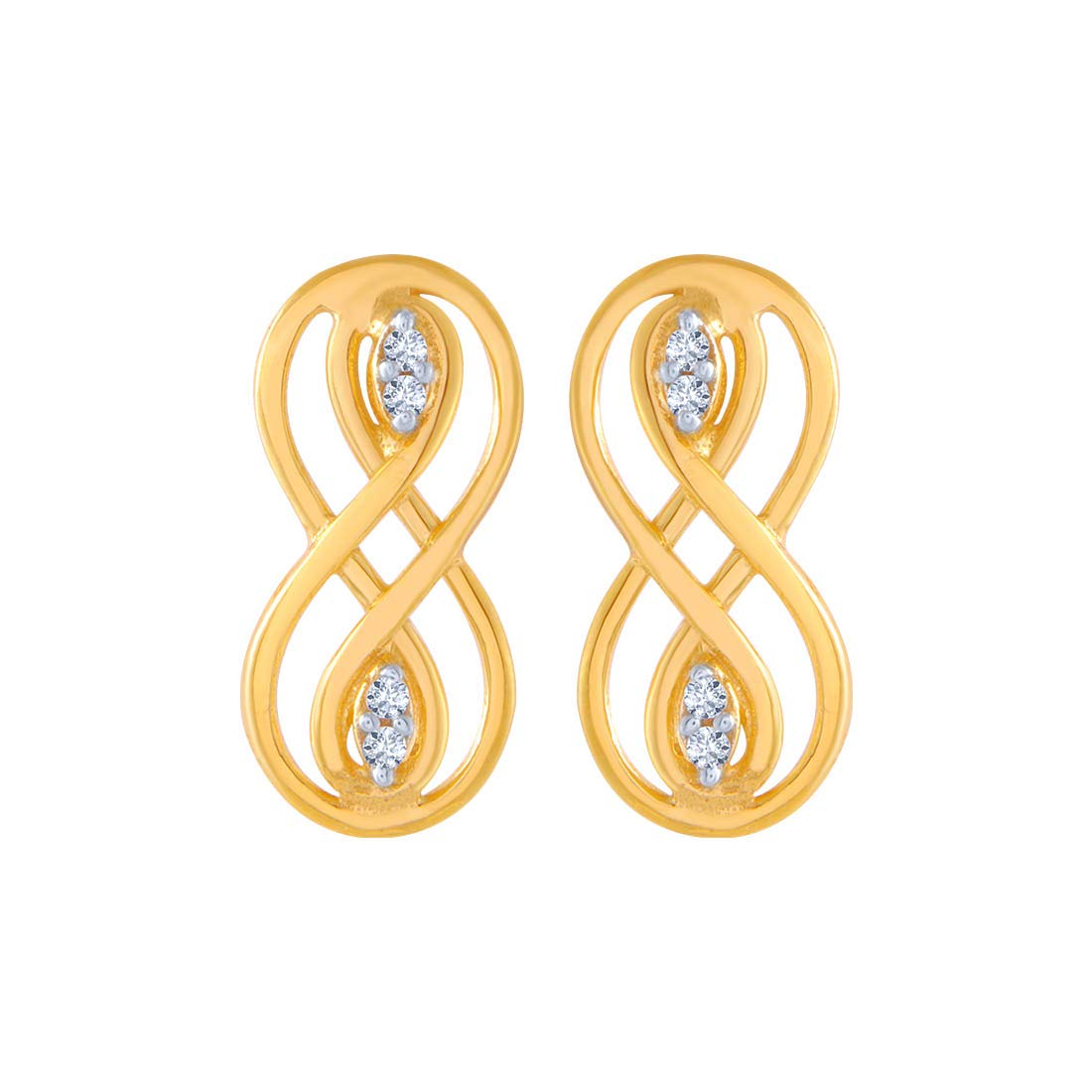 P.C. Chandra Jewellers 14k (585) Metal Yellow-Gold American Diamond Earrings for Women - 0.846 Grams