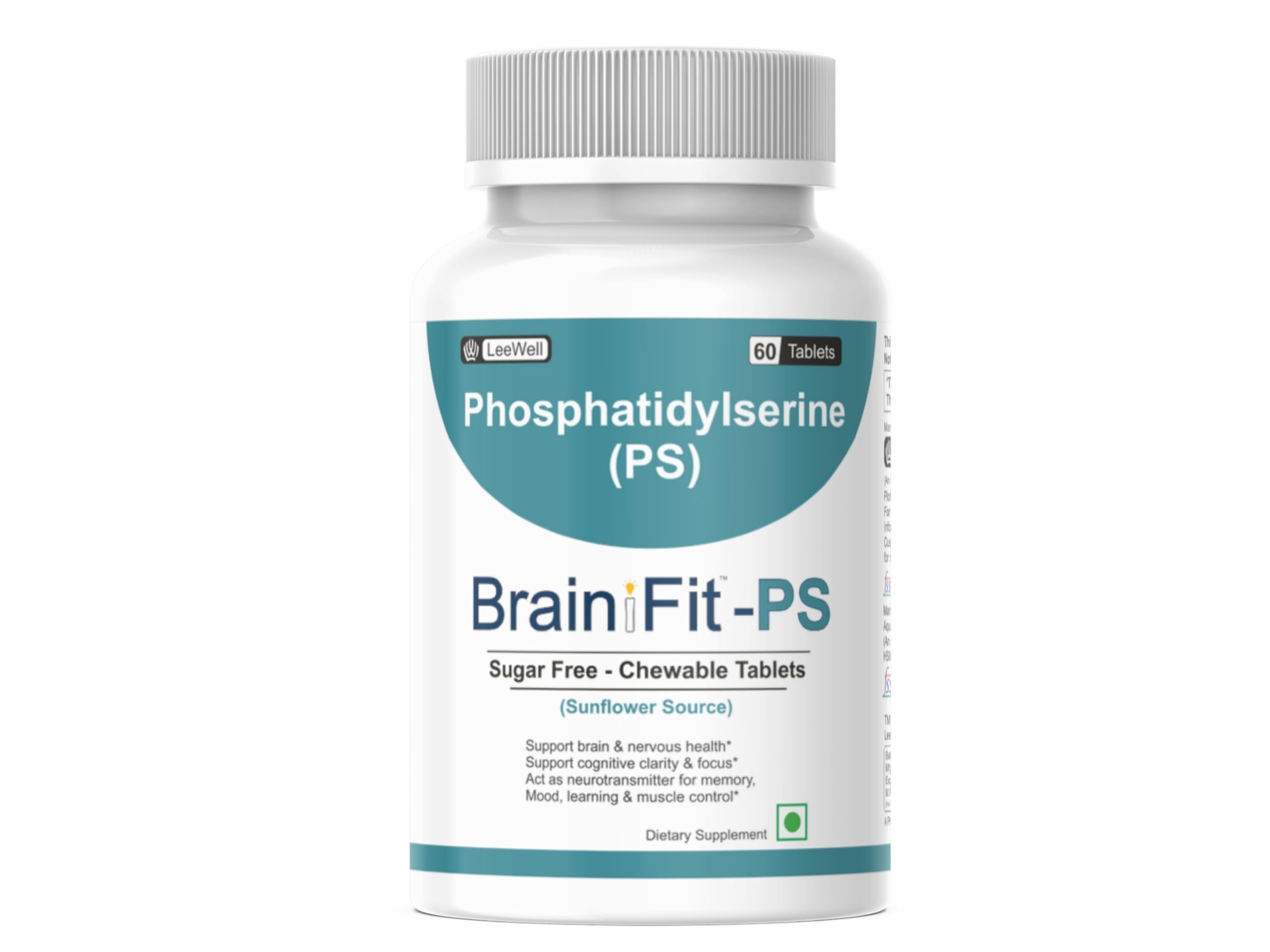 Brainifit -PS Phosphatidylserine 100mg Chewable Supplement | Cognitive Function, Brain Health Support - 60 Sugar free tablets-picture-28