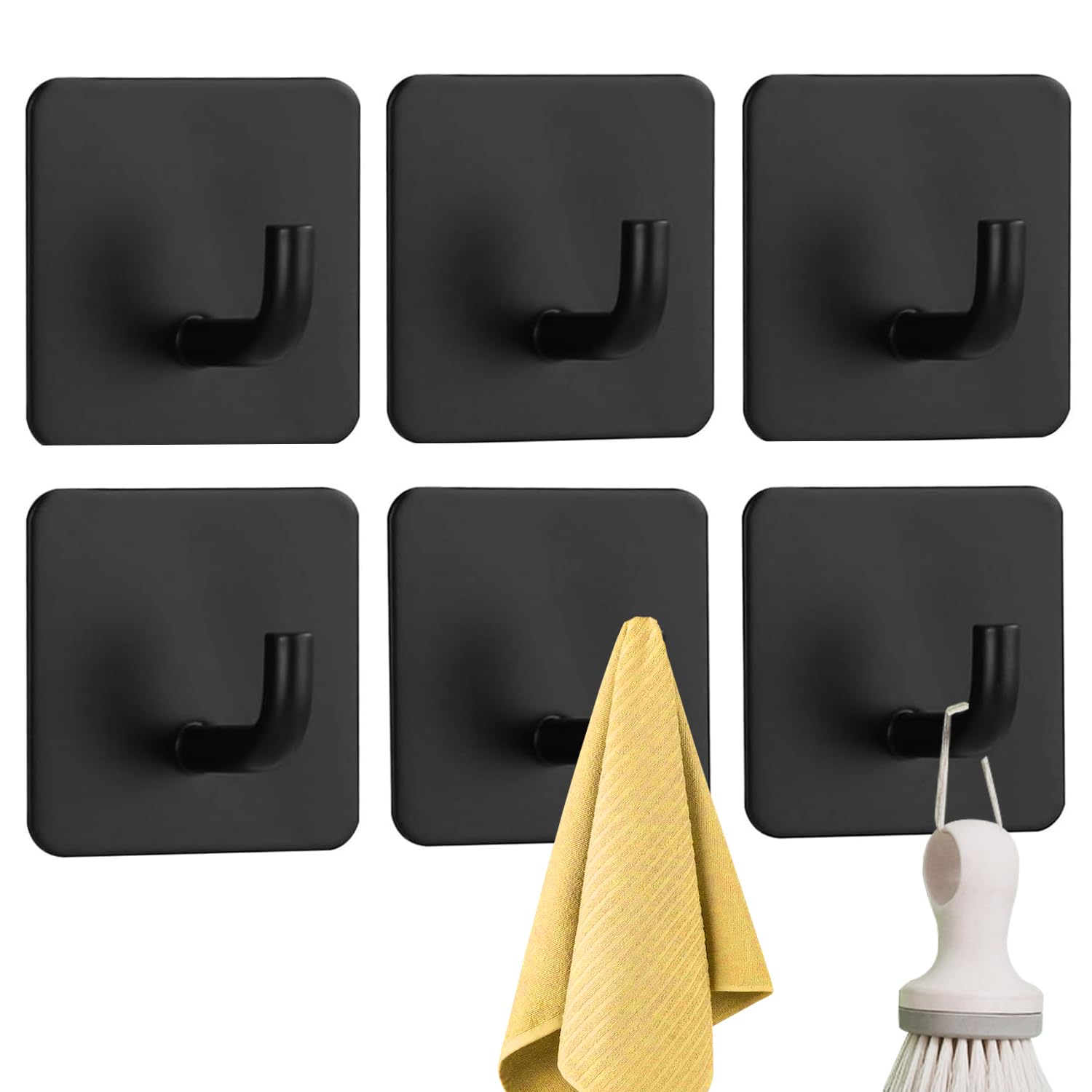 Adhesive Wall Hooks 3 Heavy Duty m Hooks for Hanging Towel Hook Shower Door Hooks for Bathroom Kitchen Towel Holder Robe Hange(Black)