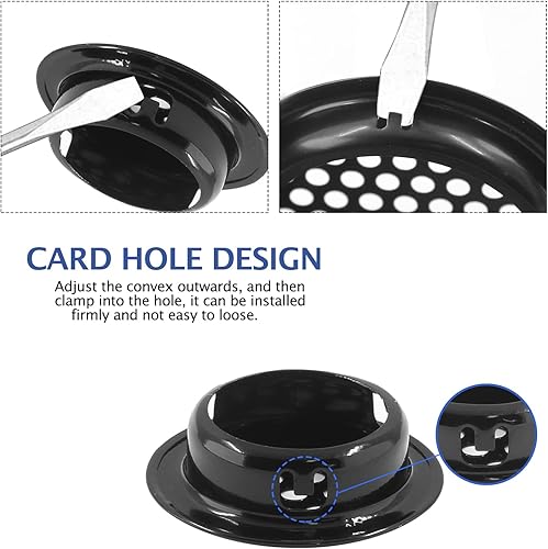 Miniatura 5 de Uenhoy 20 rejillas de ventilación de aire negras de 1 pulgada (0.984 in) circulares de ventilación de acero inoxidable, rejilla de ventilación de