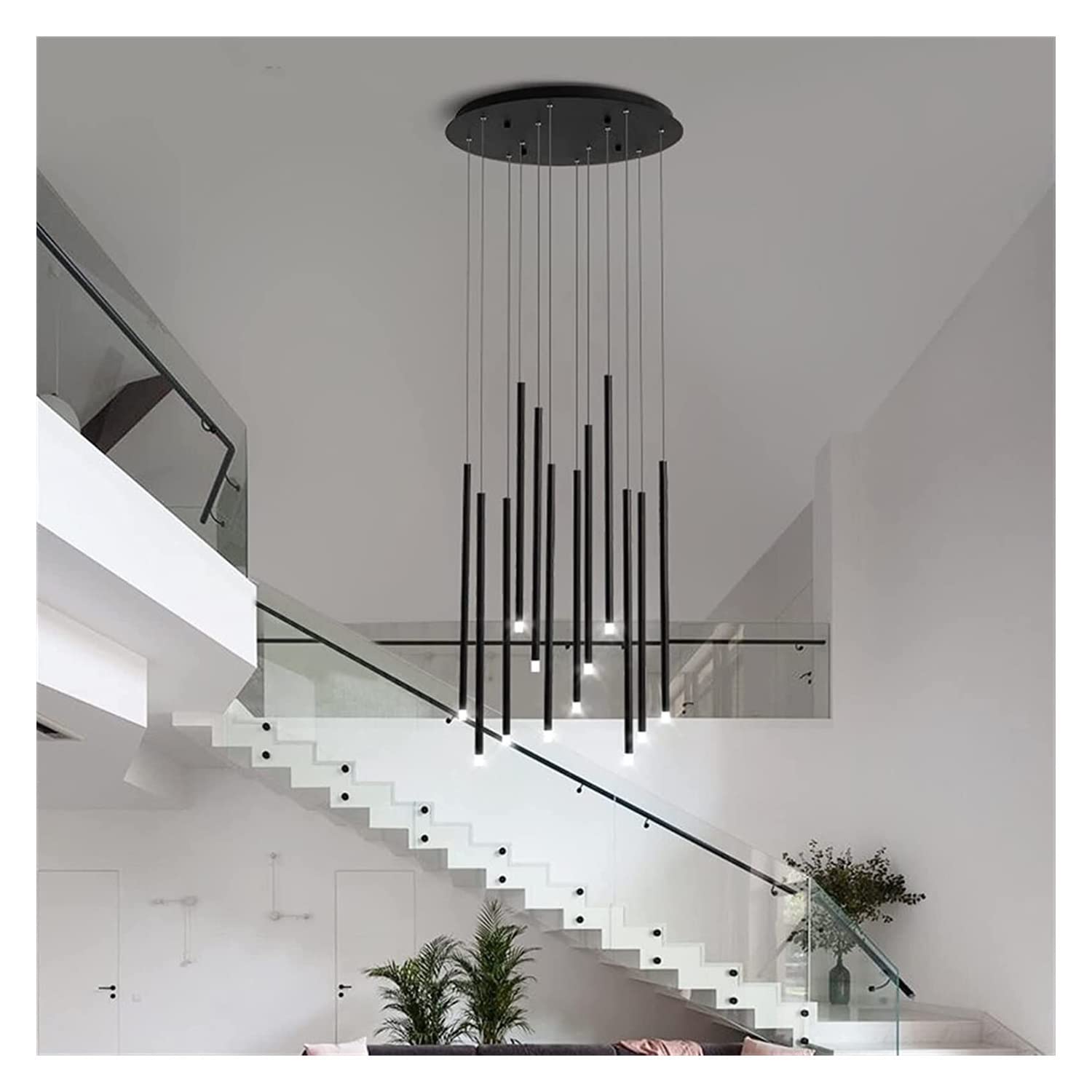 LYMSXAZOU LED Pendant Light Cluster Suspended Chandelier | Modern Duplex Spiral Staircase Fixture for Kitchen Island, Loft, Bar, Foyer Adjustable Height, Contemporary Design
