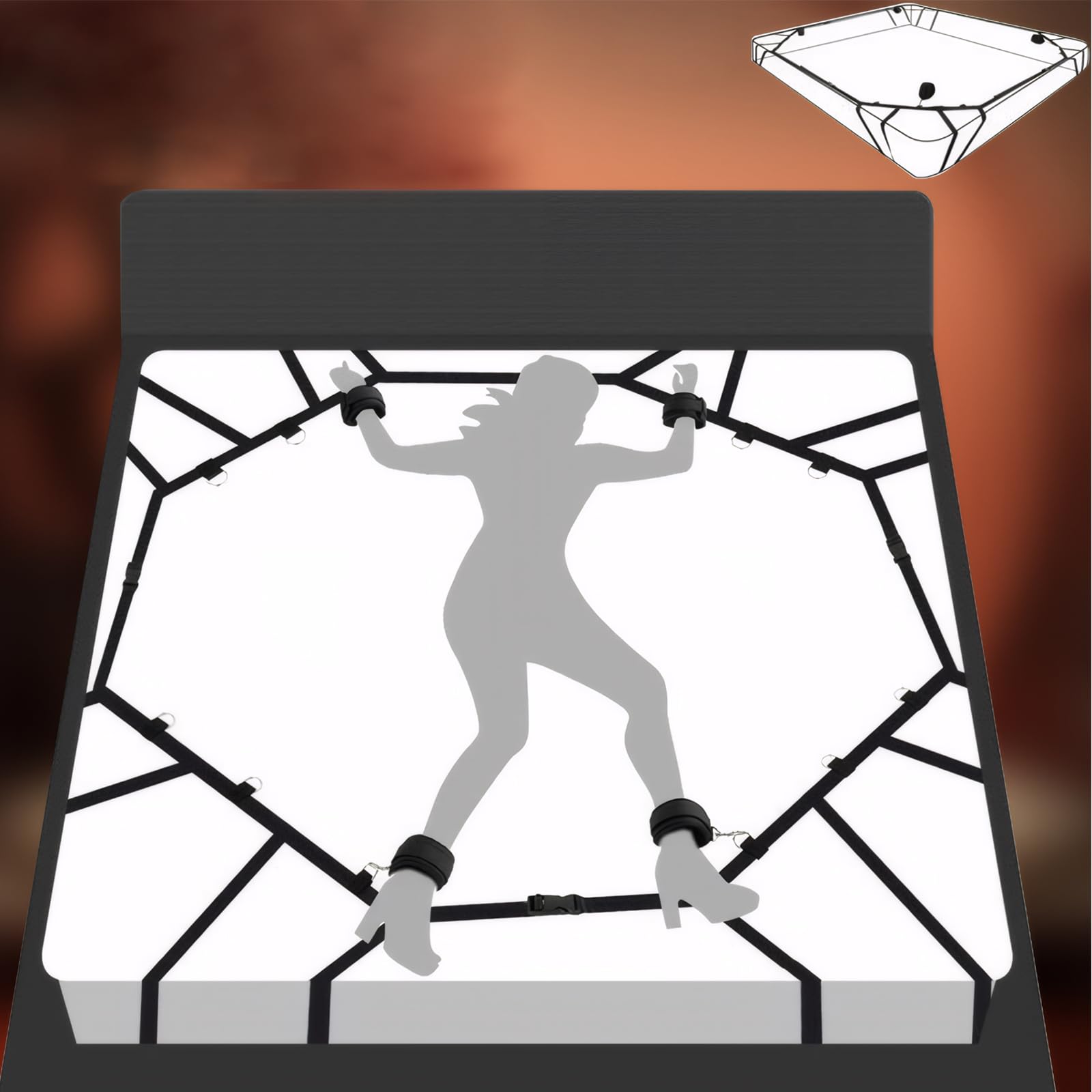 Qoosea Kits de Bondage SM, BDSM Ensemble de Bondage de Contention de Lit Réglables Sexuel Jouets, Érotique Bondage Adulte Sex Toys avec Menottes Masque pour Les Yeux pour Débutants et Couples Jeux