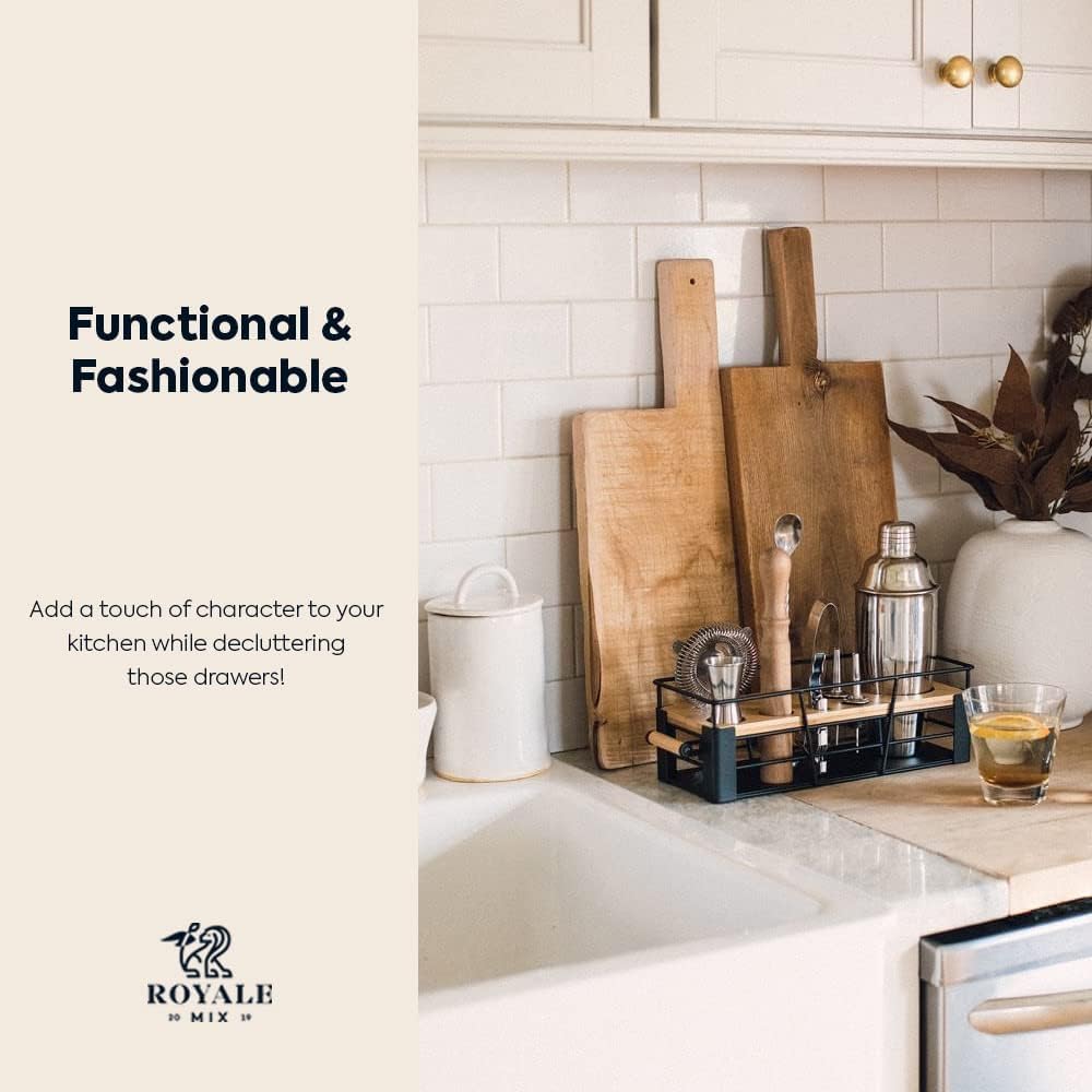 Mixology Barkeeper-Set mit Ständer, Heim-Bar-Set mit 25 Cocktail-Rezepten zum Mixen von Getränken, ideales Barkeeper-Set für Einweihungsgeschenk, Premium-Martini-Cocktail-Shaker-Set mit