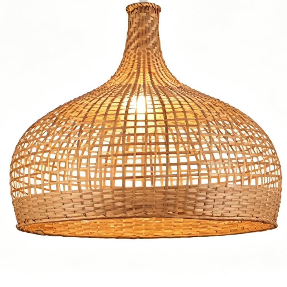 Żyrandol rattanowy Retro Simplicity, 17,7 cala, lampa stołowa do jadalni