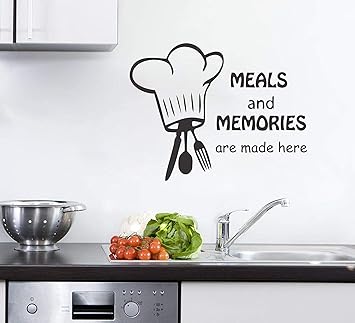 VVWV Chef Meal Kitchen Wall Stickers for Home Hall Living Boys Bed Room Door Kitchen Wall Stickers PVC Vinyl Decals L x H 50 x 30
