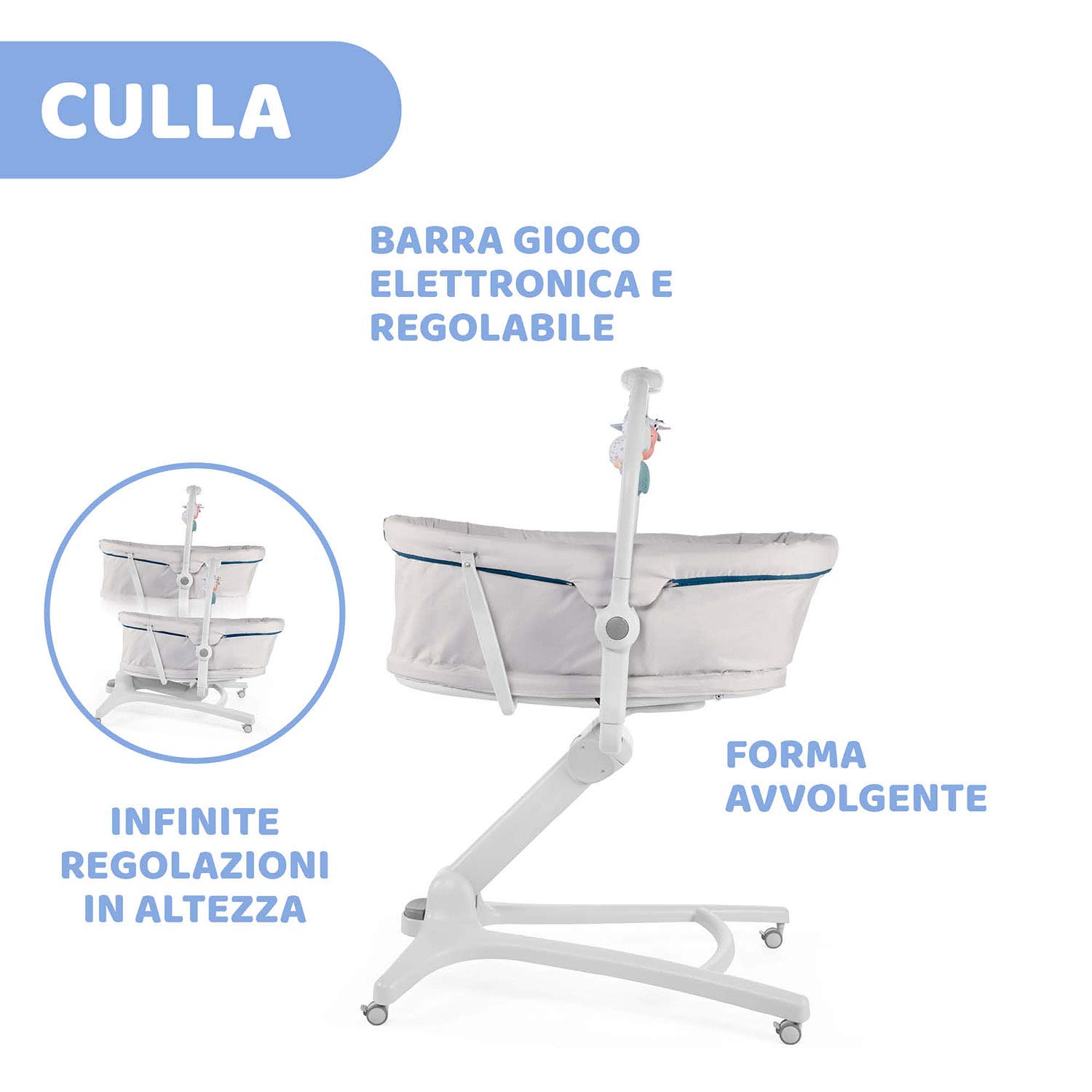 Chicco Baby Hug 4 In 1 Sdraietta Neonato Rialzata, Seggiolone Pappa E Sedia Da Tavolo, Beige, 85 x 60 x 122 Cm