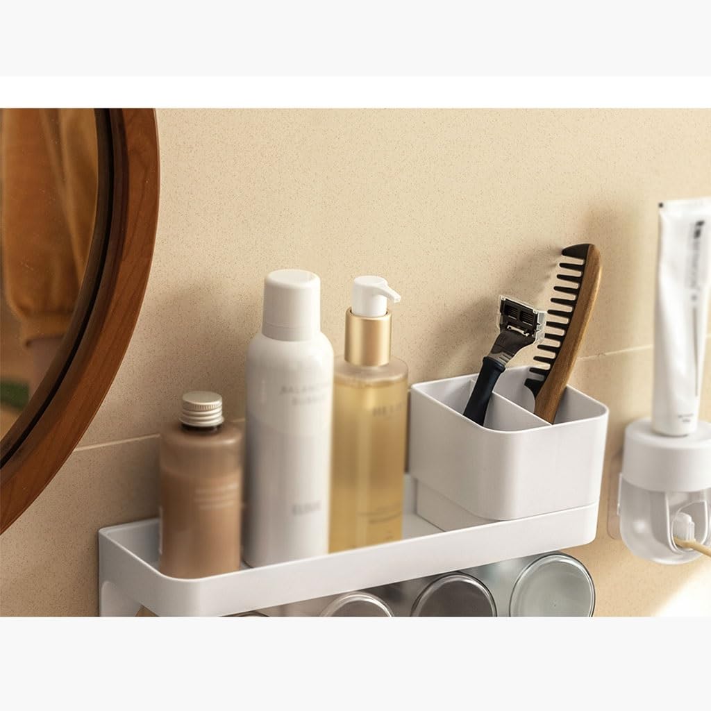 Estante para Cepillos de Dientes Scatola portaspazzolini a Parete Portaspazzolino Grigio Accessori for Il Bagno Staffa portaoggetti con Tazza Facile da installare(L31.2cm)