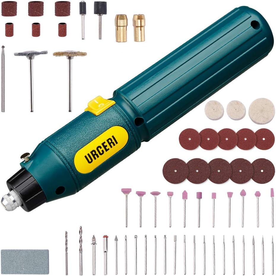 URCERI Cordless Rotary Tool with 60 Accessories, 3.7 V 2000 mAH Li-on Battery Rechargable Ideal for DIY Crafting Projects Polishing Engraving Rust Removal Cutting Grinding