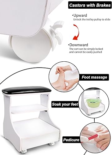 Miniatura 11 de Kalolary Reposapiés de pedicura, manicura con ruedas de piel sintética, reposapiés de belleza para el hogar, reposapiés de pedicura para uso