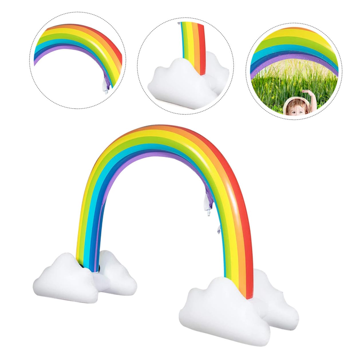 Veemoon Arche Gonflable Arroseur pour Garçon et Filles, Aquatique Extérieur en PVC Robuste, Jeu d'eau Sécurisé, pour Jardin et Plage, Amusement Estival, Couleur Arc-en-Ciel
