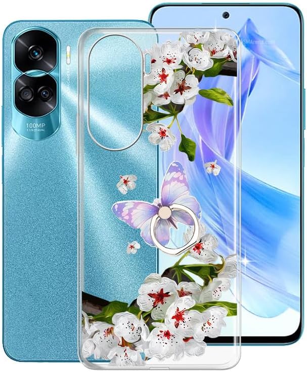 for Honor X50i Case with 360 Rotation Ring Kickstand, KJYFOANI Anti-Scratch Soft Silicone Phone Case for Honor X50i, Shockproof Cover for WomenGirl,