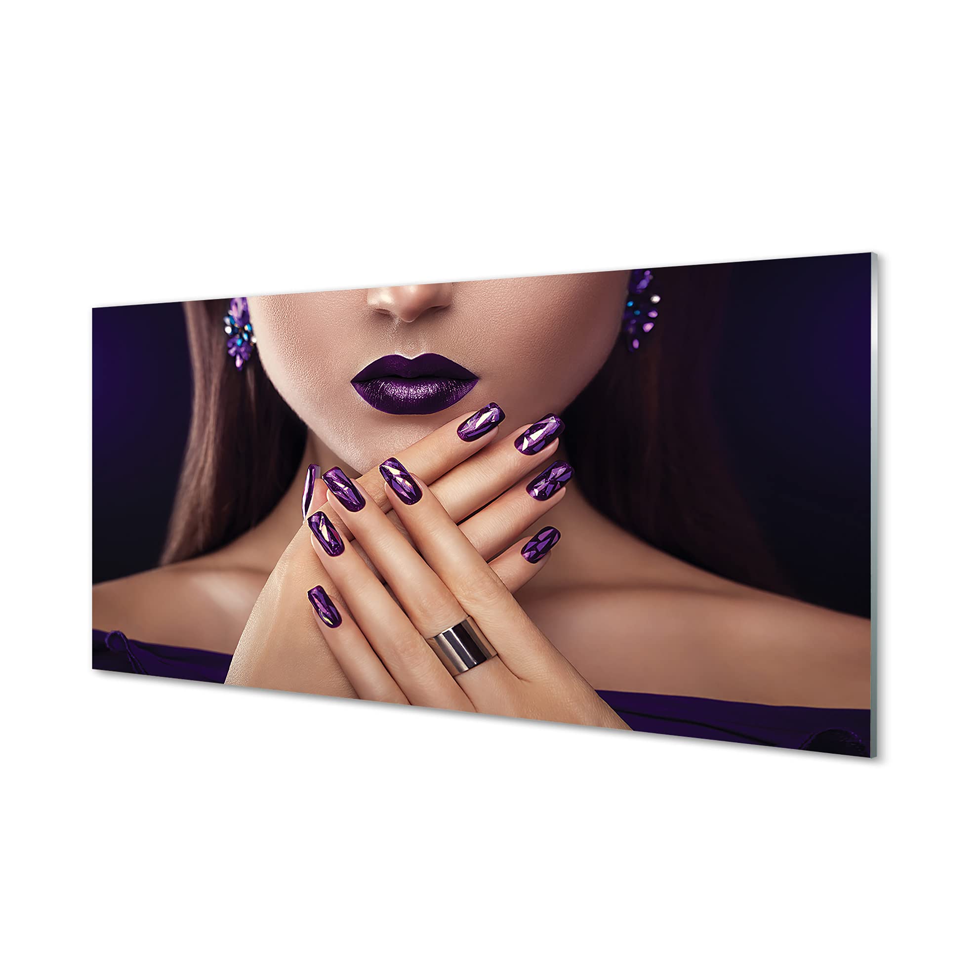 Photo image femme lèvres violettes 100x50cm déco murale chambre