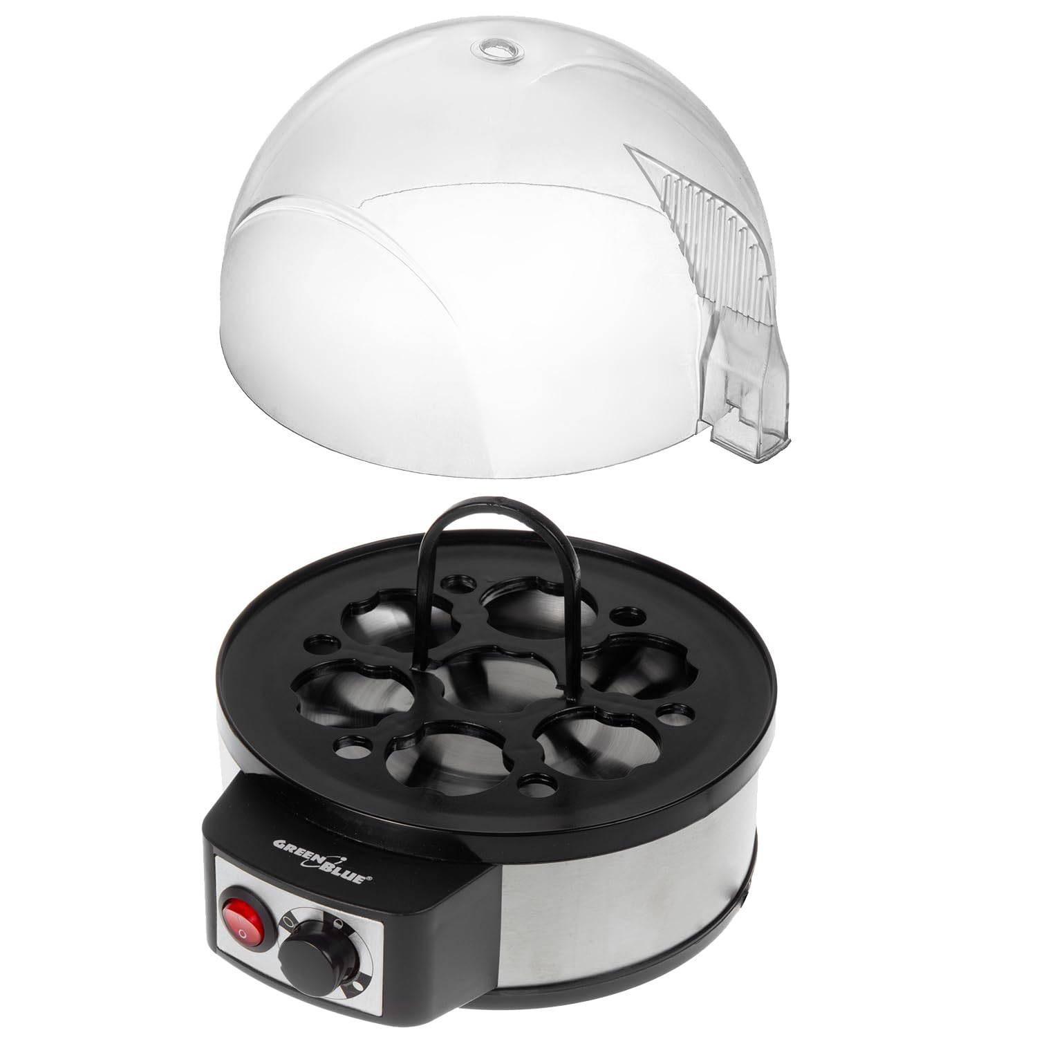 Cuociuova automatico GreenBlue, potenza 400W, fino a 7 uova, misurino, 220-240V~, 50 Hz, GB573 Bollitore per Uova, Regolazione della durezza delle uova