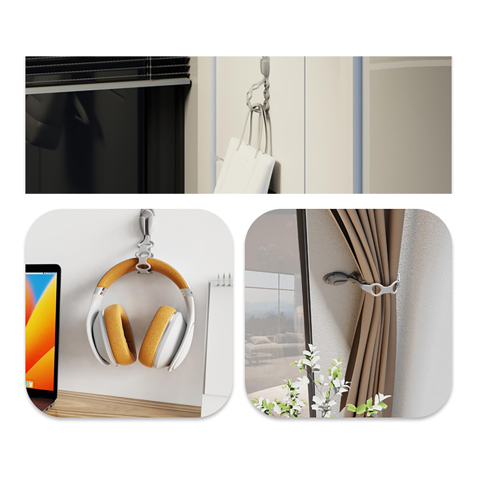 XISAOK 10pcs Christmas Garlands Hook for Stockings Silicone Adhesive Straps Kitchen Wire Storage Hook Cable Organizers