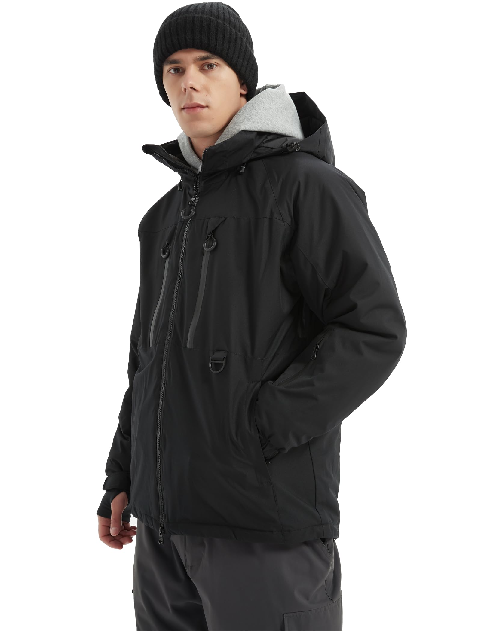 Giacca da sci impermeabile da uomo, giacca da neve, montagna, snowboard, giacca a vento con cappuccio