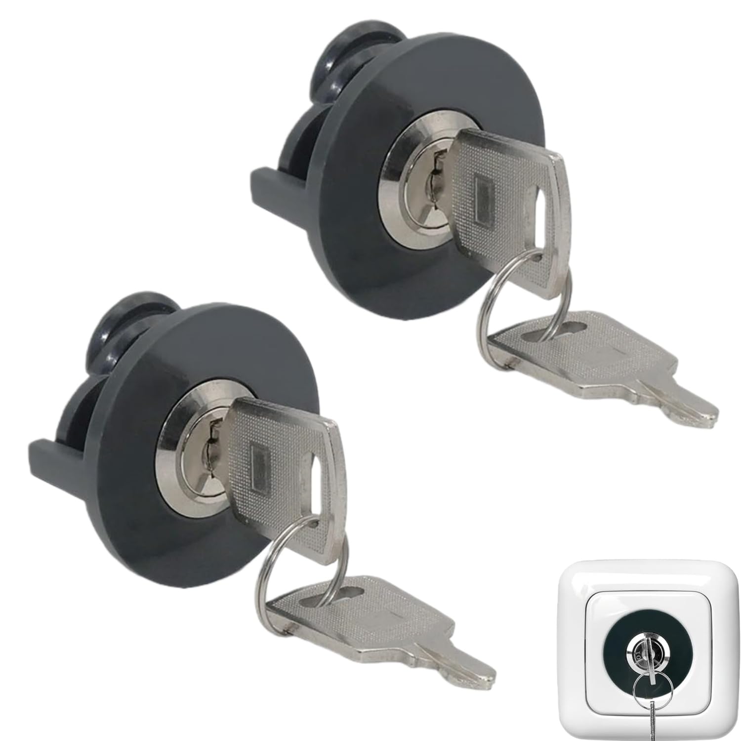 Zpeiran 2 PCS Socket Lock with 4 Keys,Socket Protection Lock, Socket Safety Lock, Lockable Outlet Lock Socket,Safety Child Power Safety Lock