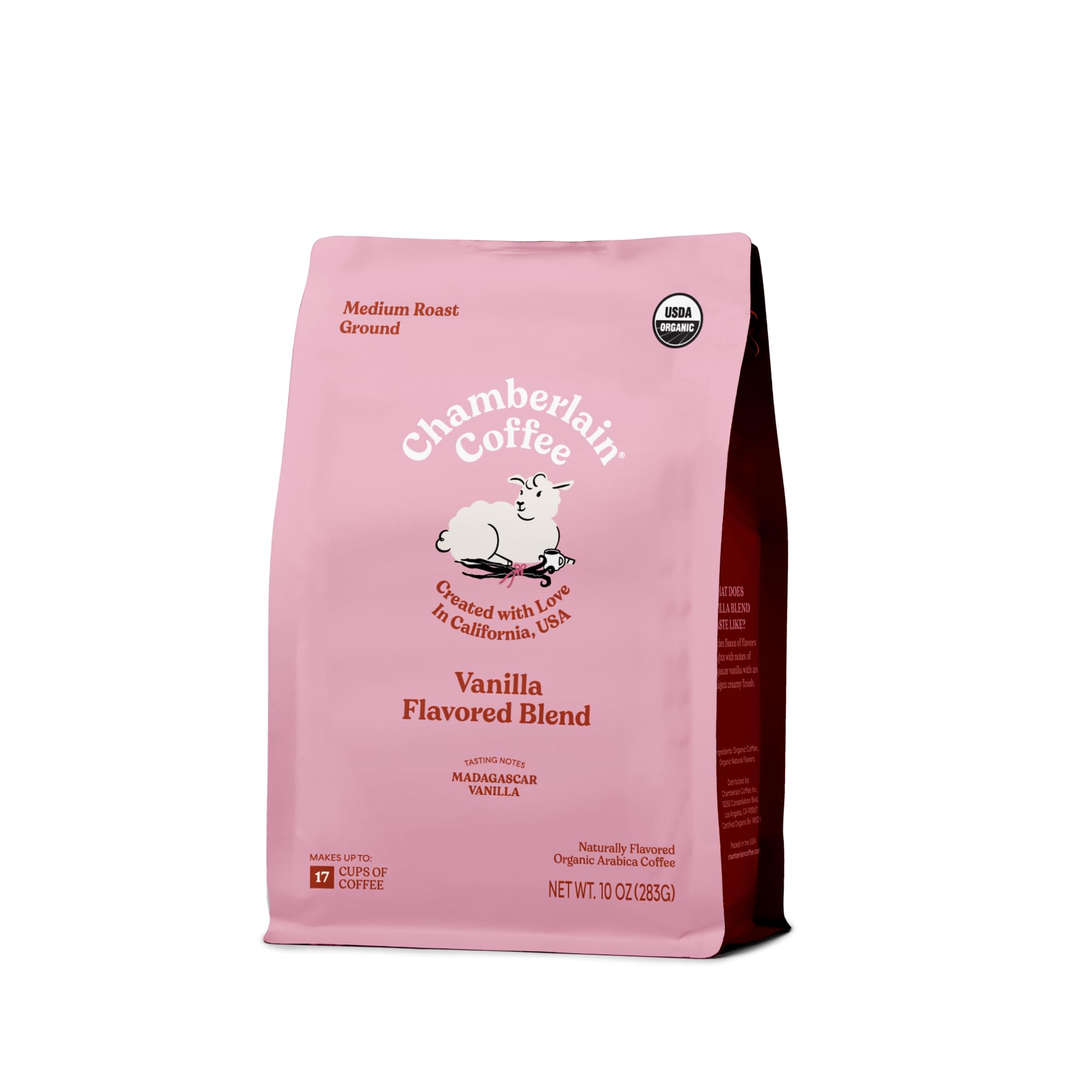 Fluffy Lamb Vanilla Blend - Medium Roast Ground Coffee Beans with Notes of Madagascar Vanilla - Specialty Ground Coffee from Nicaragua, Freshly Roasted In California - 12 oz