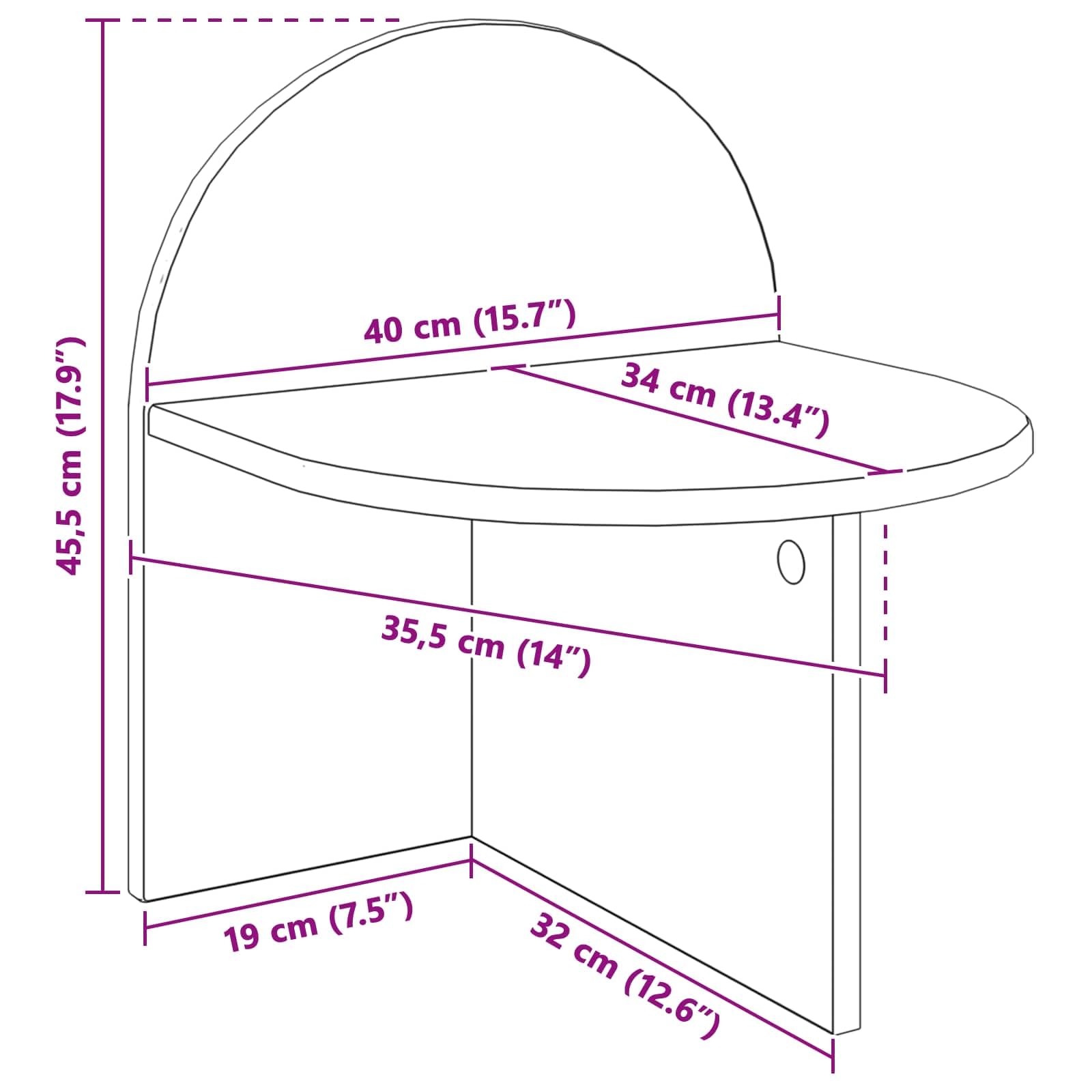 Comodino 2 pcs Rovere Artigianale 40 x 35, 5 x 45, 5 cm, Tavolino da Notte Moderno con Piano Rotondo, Comodino Sospeso o a Terra, Mobiletto Letto Compatto per Camera da Letto, Arredo Legno Caldo