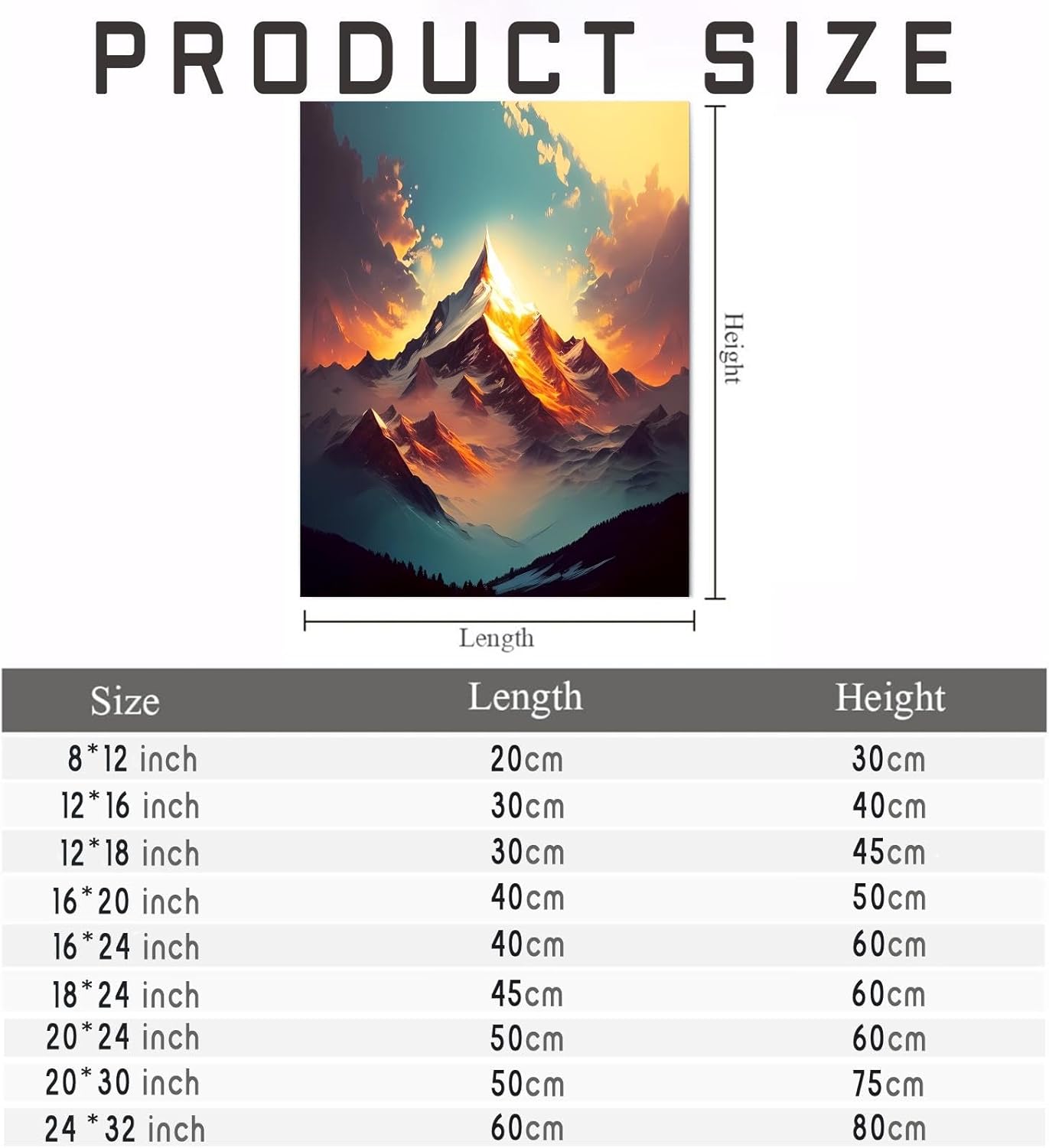 Worihut 5D Mountain Peak Diamond Painting Kits for Adults, DIY Full Round Diamond Painting Decorative for Office Home and Gifts Halloween Interior Decoration 12x18 Inch