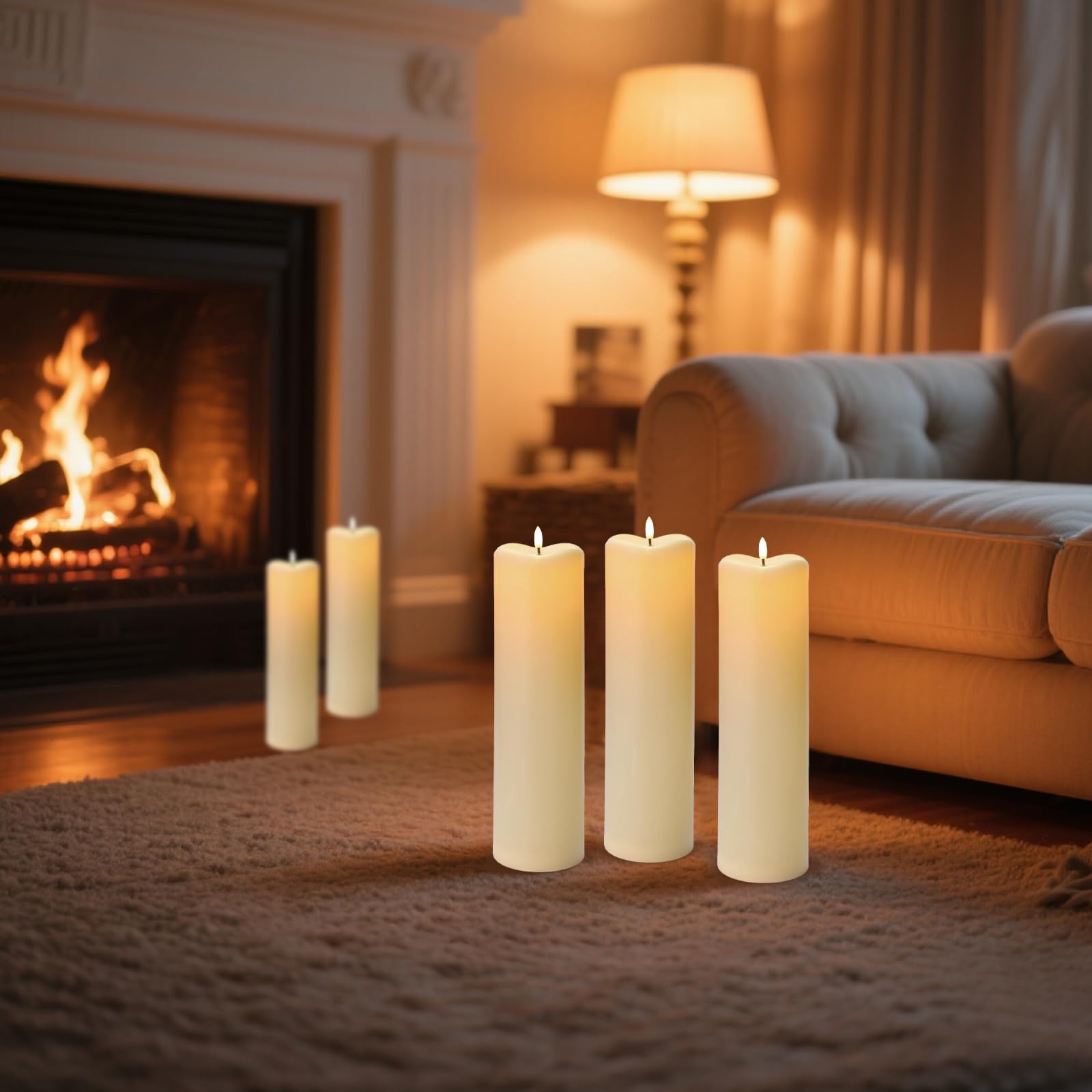 Velas solares grandes sin llama para exteriores, 4 x 14 pulgadas, velas parpadeantes recargables de energía solar, velas falsas de plástico impermeables para decoración de porche y patio (blanco