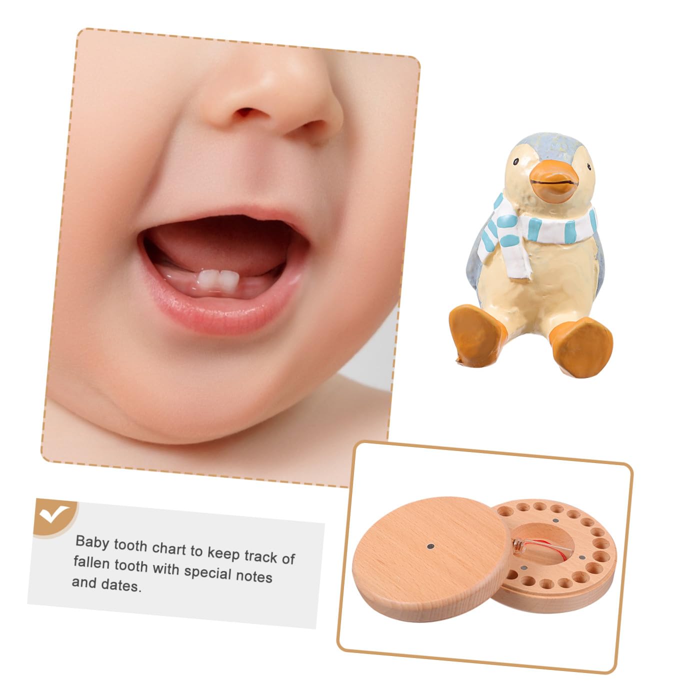 PartyKindom 1juego Organizador De Dientes De Leche Infantil De Diseño De Pingüino Caja Para Preservar Dientes Deciduos Recuerdos Infantiles Almacenamiento Seguro y Duradero