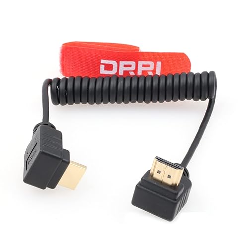 DRRI Cable en espiral HDMI de alta velocidad 8K 2.1 para doblarse hacia abajo HDMI para cámara Z-Cam E2 S6 Sony FX3Atomos Ninja V MonitorMonitor HD