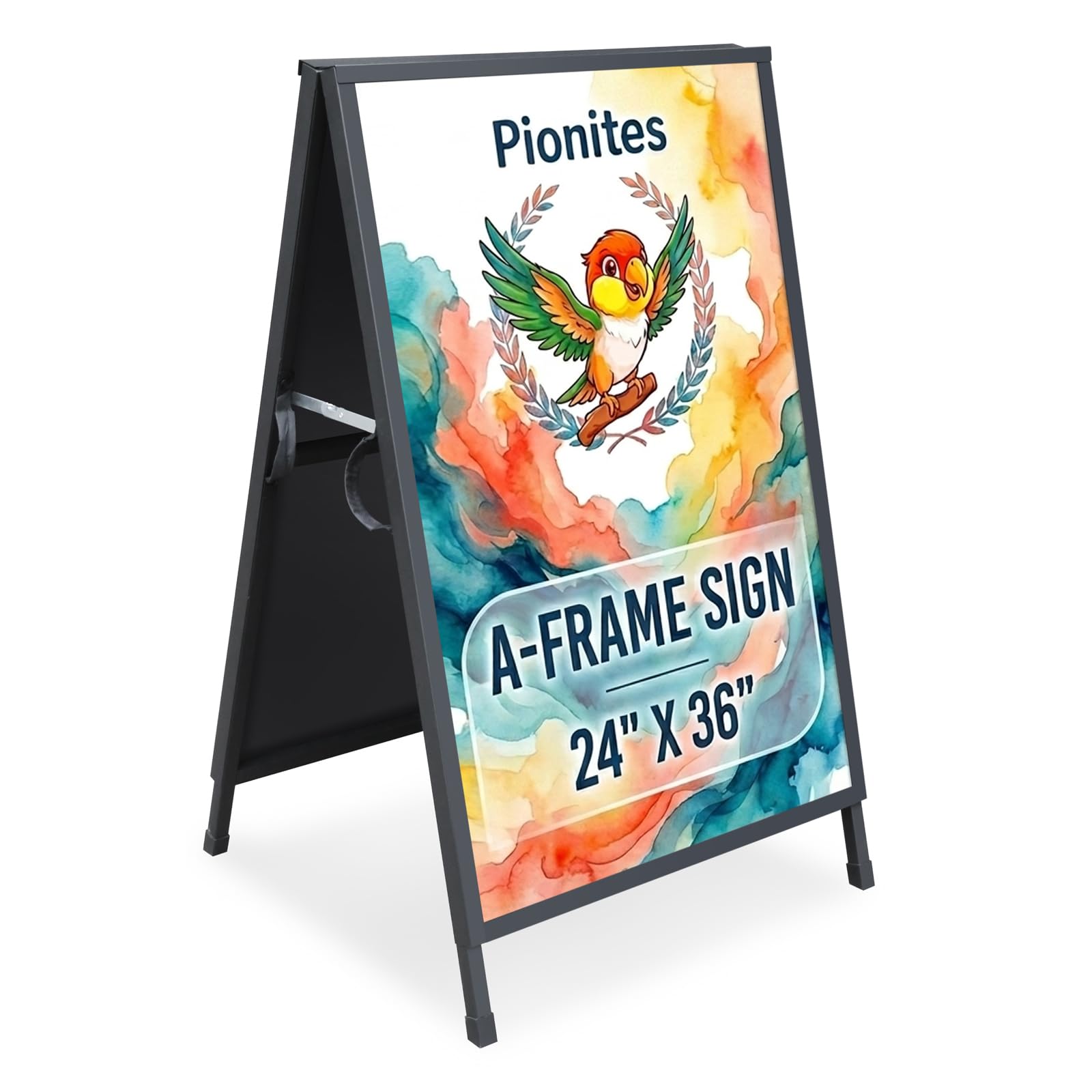 Pionites Cartel de acero de doble cara plegable para acera, 61 x 91 cm, de plástico corrugado, de 24 x 36 pulgadas (inserto de hojas de plástico corrugado))
