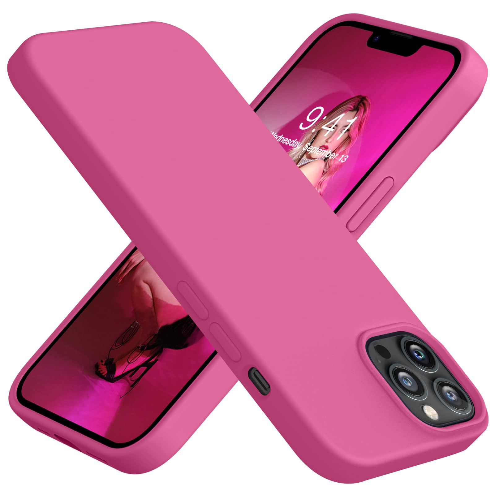 LOVE 3000 Designed for iPhone 13 Pro Max Case, Silicone-Shockproof-Protective Phone Case for iPhone 13 Pro Max 6.7 inch, Pitaya