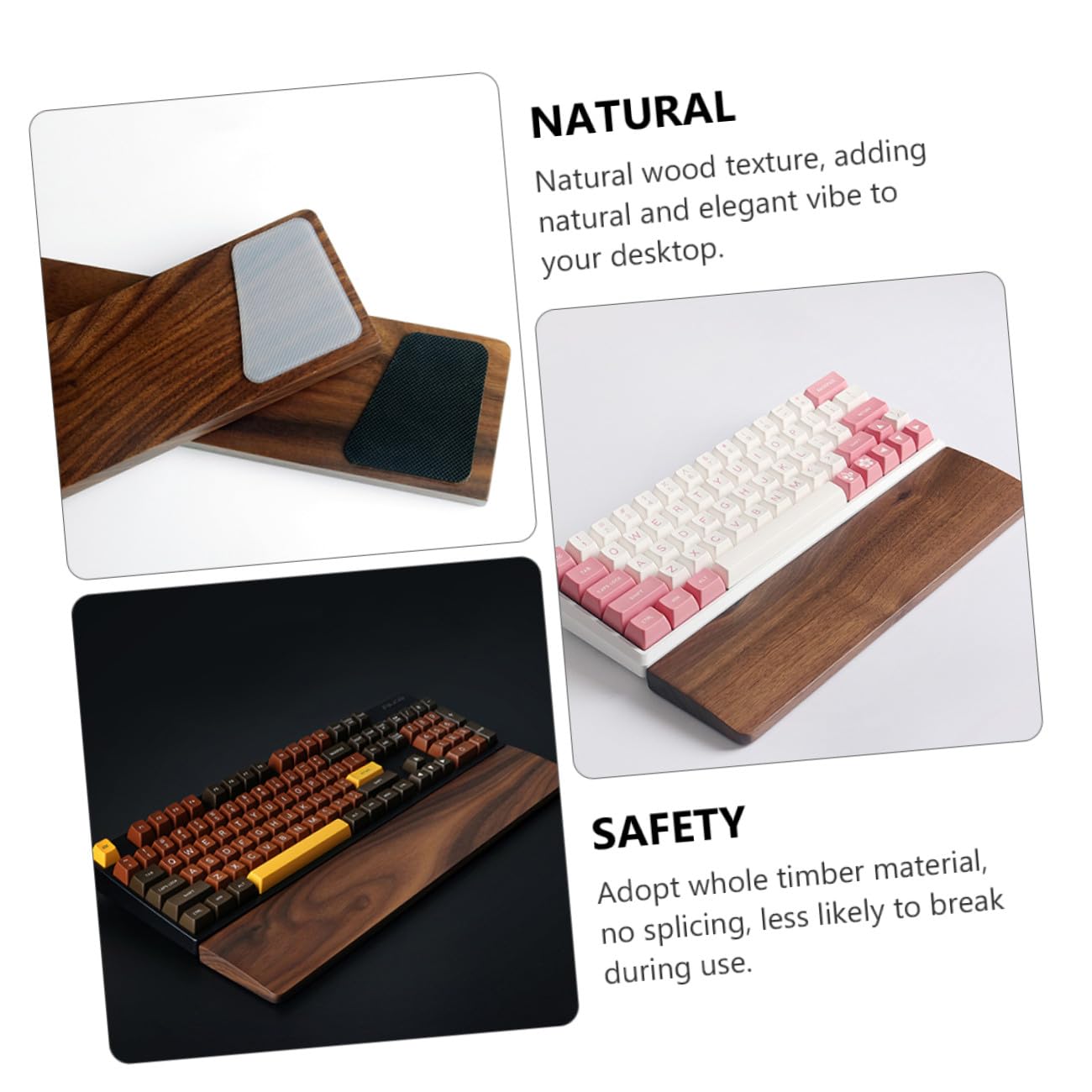 Poggiapolso in Noce 300x80 Mm per Tastiera, Supporto Ergonomico | Finitura Coffee, Venatura Naturale del Legno, Lavorazione Fine e Design Elegante per Scrivania