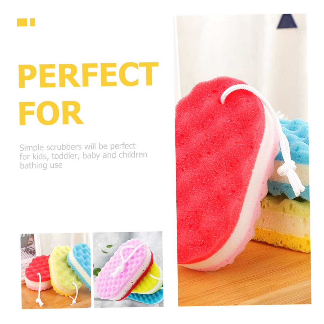Healeved 20piezas Esponjas De Baño Suaves y Resistentes Para Adultos De Amarillas y Rojas Accesorios De Ducha Para Limpieza y Masaje Corporal Abundante y Confortable