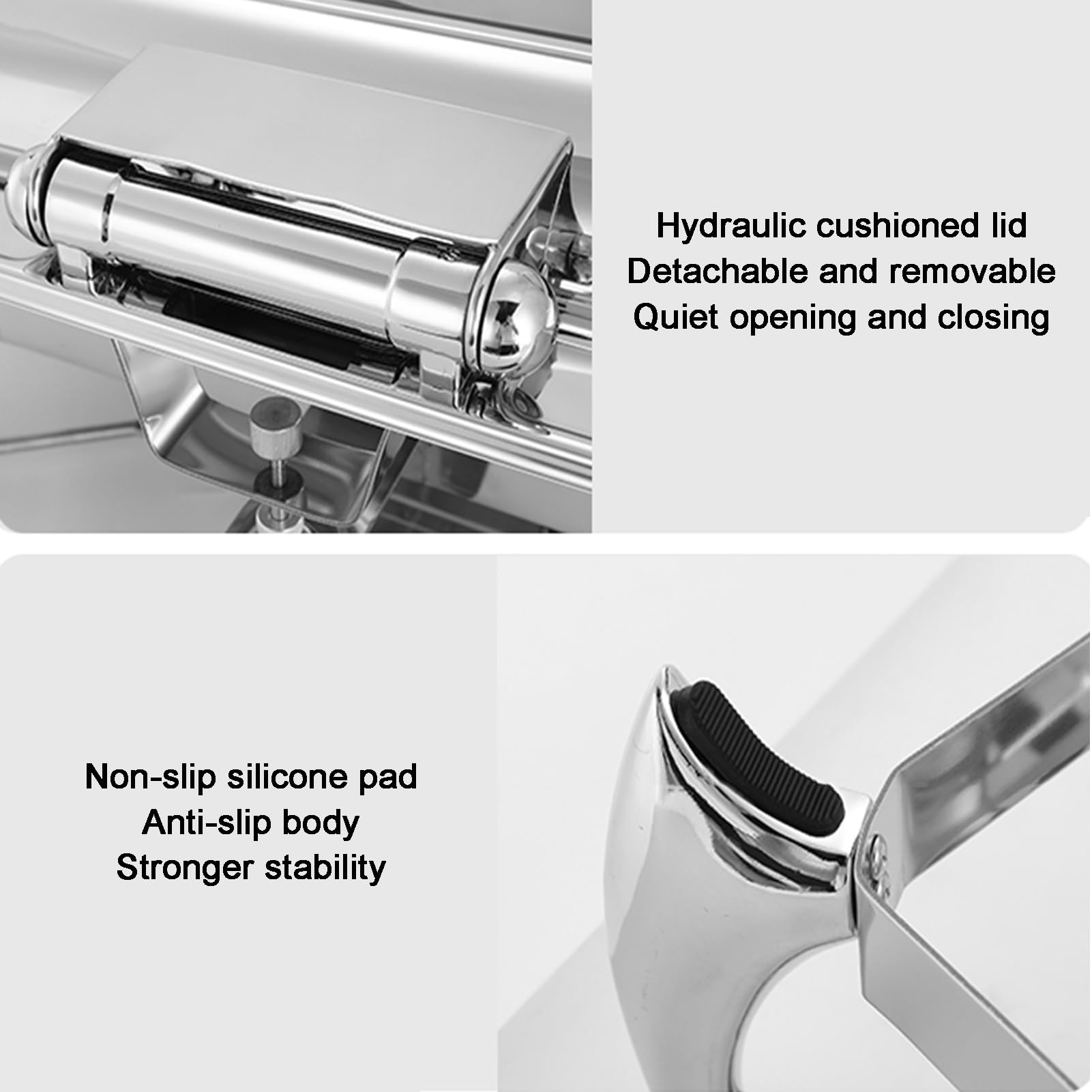 Scaldavivande da buffet in acciaio inox, per feste di catering, vassoi da portata per controsoffitto, contenitori refrigerati per condimenti (2 griglie da 6,5 cm), eleganti forniture per catering