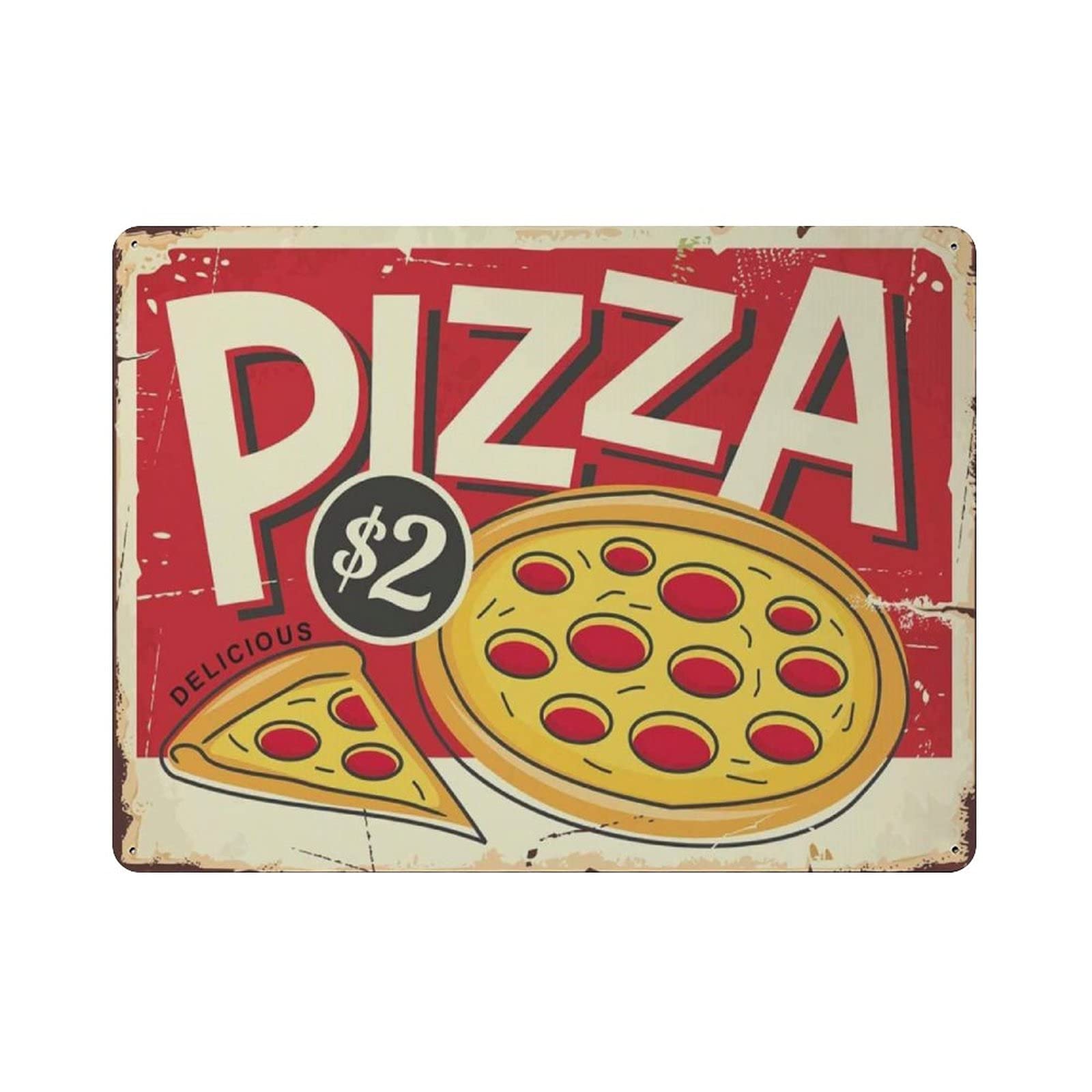 Metal Tin Sign Pizza Fast Food Italian Restaurant Vintage Tin Poster Metal Sign Wall Decoration Country Kitchen Home Garage Decor 12"x16"