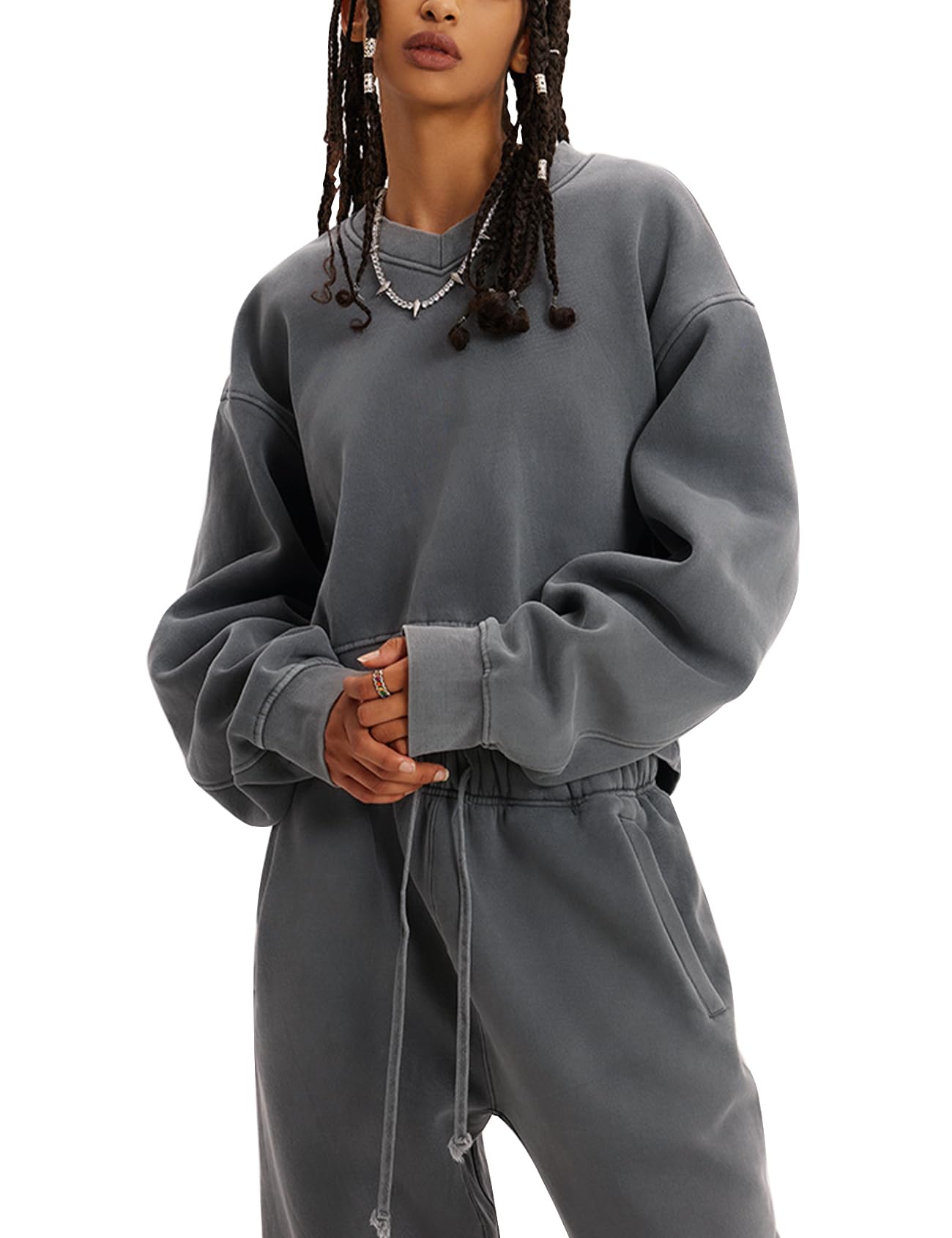 Flygowomen Sweat Set Sweatsuit Fleece Piece Joggers Tracksuit