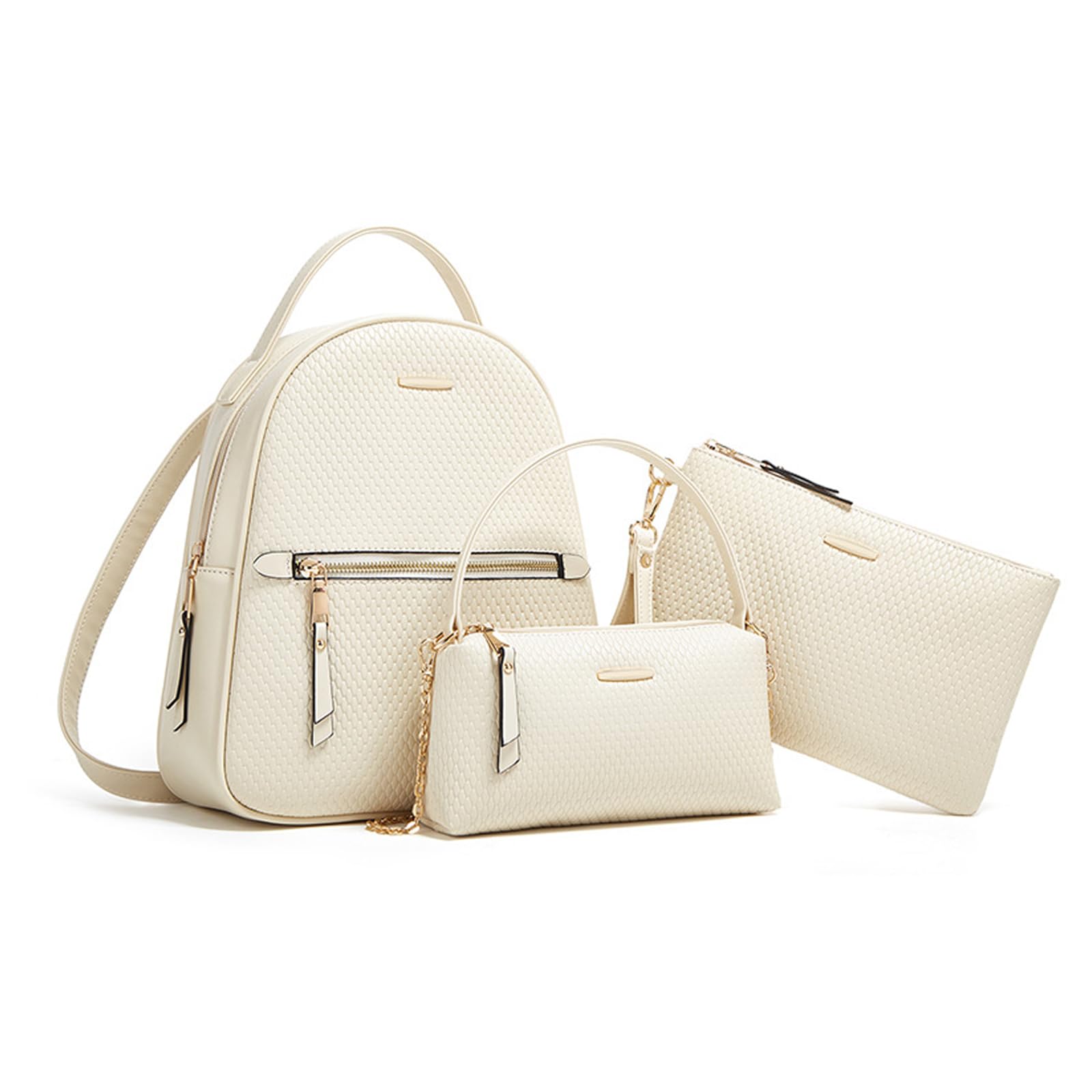 FANDARE 3 pezzi Set Zaino Donna in pelle PU impermeabile Vintage Borsa Zainetto con Borse tracolla Pochette Ragazze Borsa a Zaini Sacche Tracolla scolastico per shopping lavoro viaggi Borsa a zaino