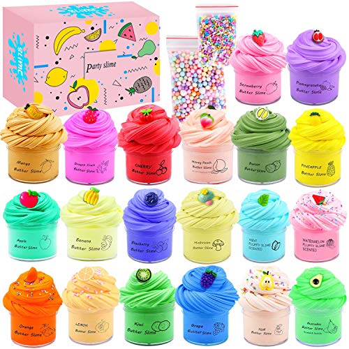 20 Pack Butter Slime Kit Fruit Theme, Educational Sludge Toys, Party Favors for Girl Boy Kids, Easter Filling Stuffers, Stocking Stuffers