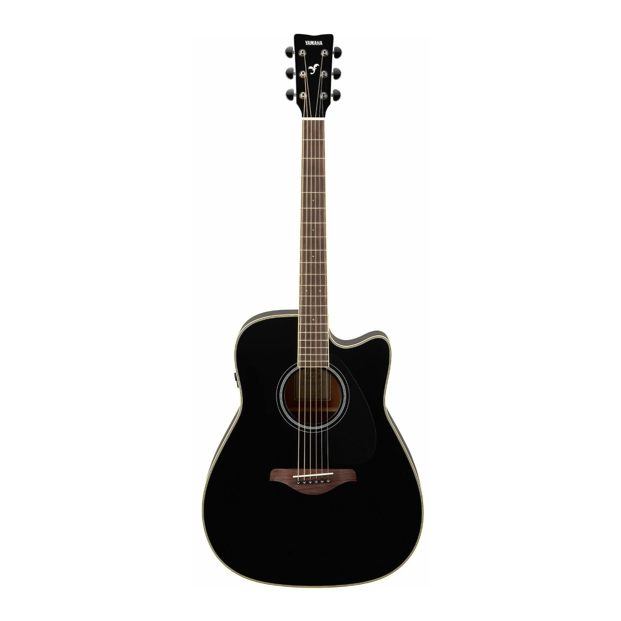 Yamaha FGC-TA Dreadnought Cutaway Transacoustic Guitar w/ Chorus and Reverb, Black