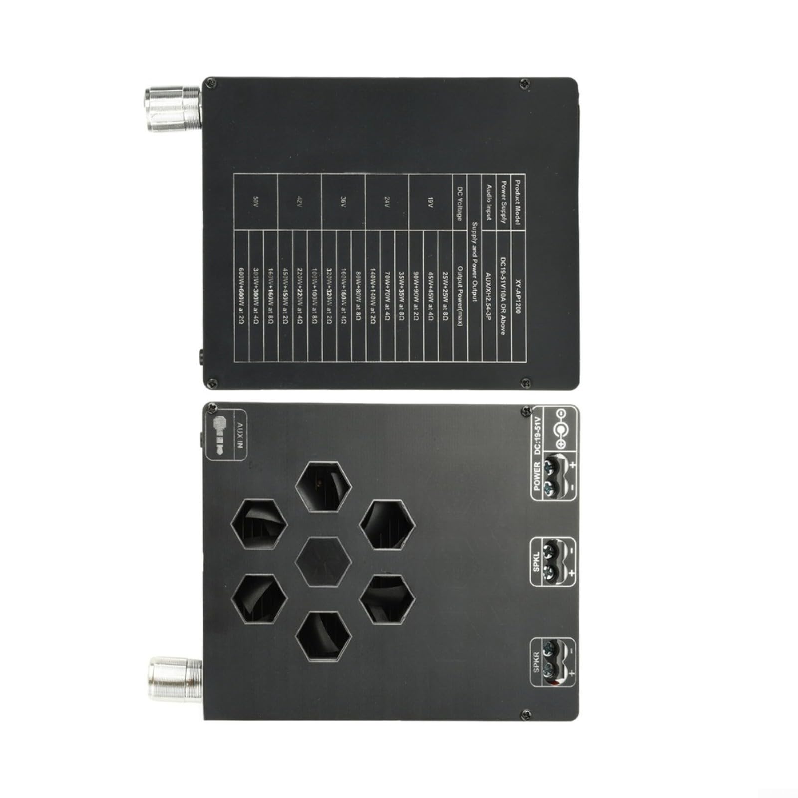 Placa de amplificador TPA3255 de doble canal de alta potencia, circuito de potencia pura de 600 W, entrada DC19-51 V, caja de metal de ganancia ajustable, protección inteligente MCU (integrado